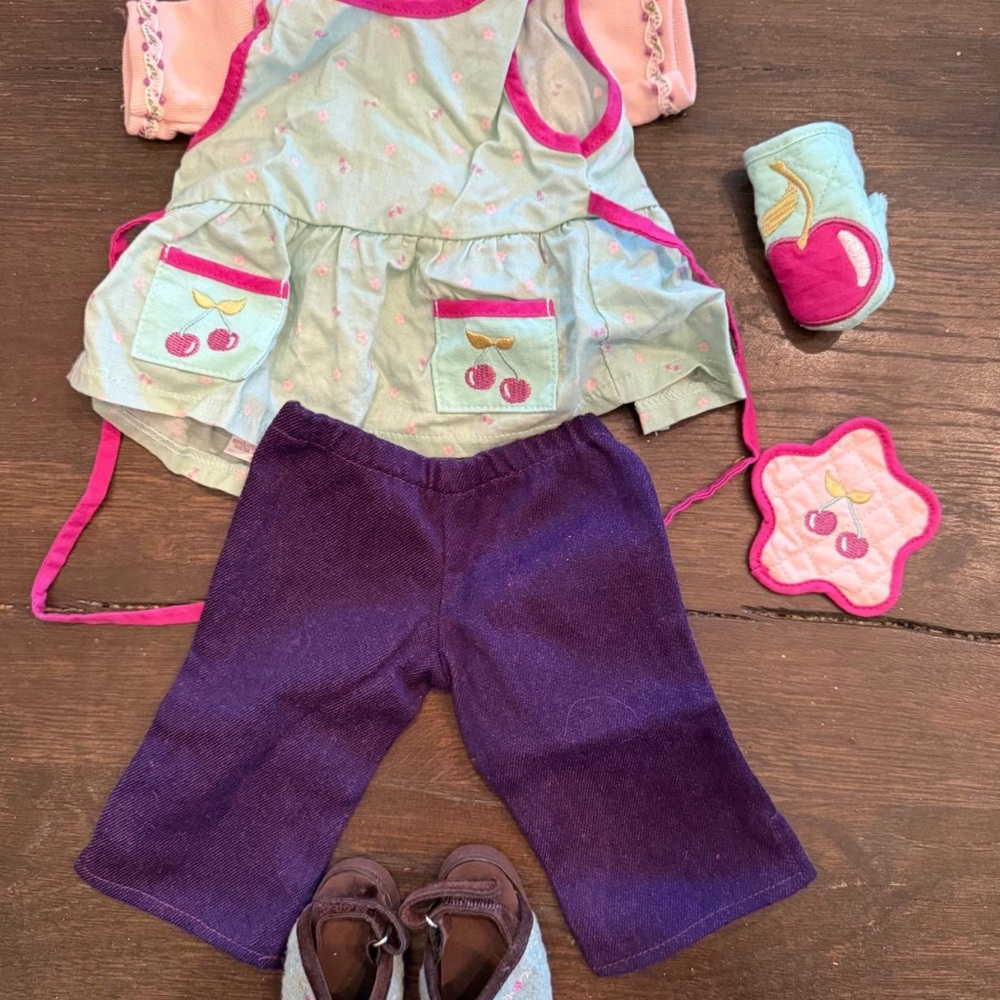 American Girl Baking Set Cherry Outfit with Purple Pants - Retired